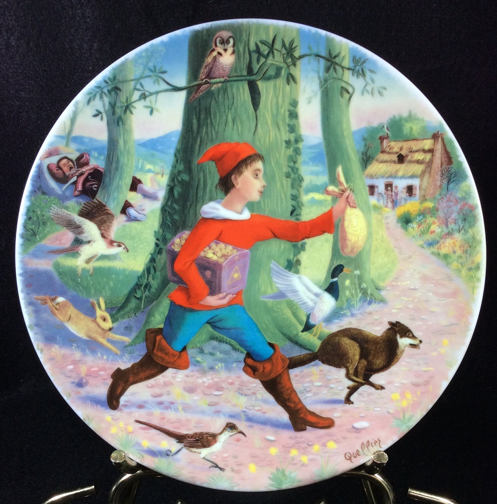 Tom Thumb Collector Plate By Andre Queller, 1984, Le Petit Poucet, Fairy Tale, Morality Story by Charles Perault, Porcelain, Limoges