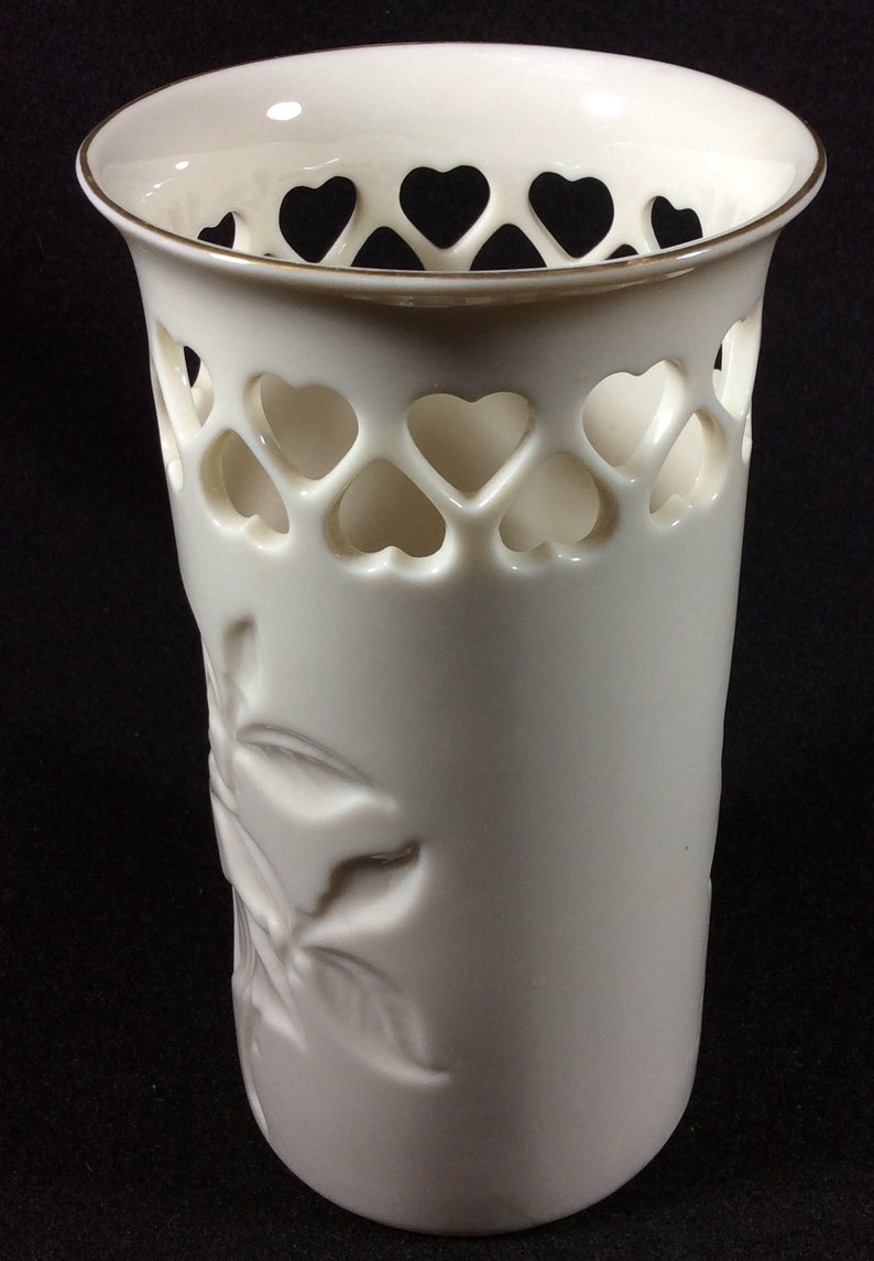 Lenox Heart Collection Vaseheartpierced Porcelain Cream Etsy