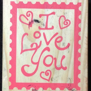 I Love You Wood Mounted Rubber Stamp From Greenbrier, Valentine, Heart, Love, Anniversary, Wedding, Marriage, Engagement