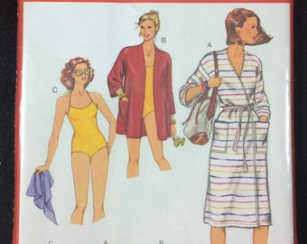 Burda Super Easy Swimsuit And Cover Up Robe Pattern 8890 Size 10, 12, 14, 16 Easy