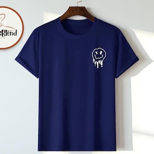 Melting Smile Graphic T-Shirt | Men&#39;s Oversized Cotton Tee | Funny Summer Streetwear Top | Stylish Loose-Fit Casual Printed