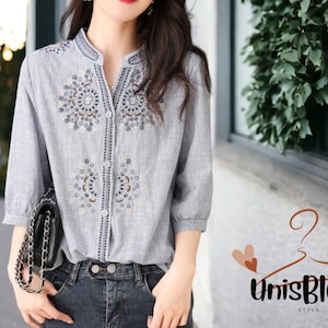 HALF SLEEVE EMBROIDERY LACE BLOUSE【STORE限定】