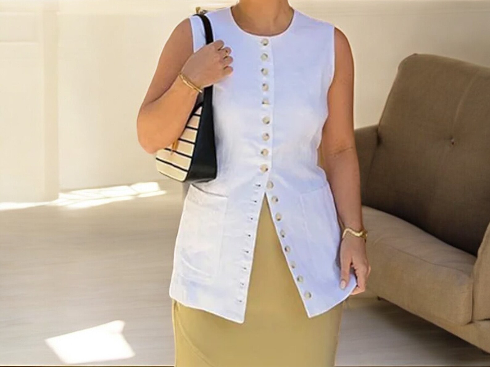 Long Button up Vest Fashionable Sleeveless Top Women's Formal Attire - Etsy
