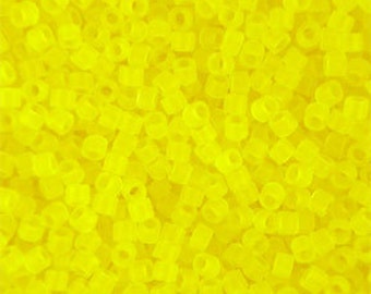 Miyuki Size 11/0 Delica Beads, Matte Transparent Yellow, DB743, 7.2 grams