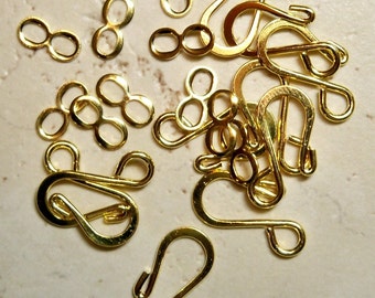 10 sets, Gold Plate Hook and Eye Clasps