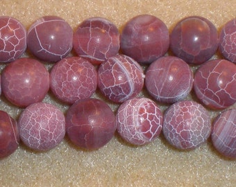 10mm Red Matte Agate Beads 8 Inch Strand