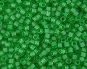 Miyuki Size 11/0 Delica Beads Matte Transparent Green DB746, 7.2 grams