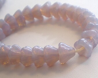 8mm Gorgeous Opaque Light Lavender Flower Glass Bead 5 Inch Strand