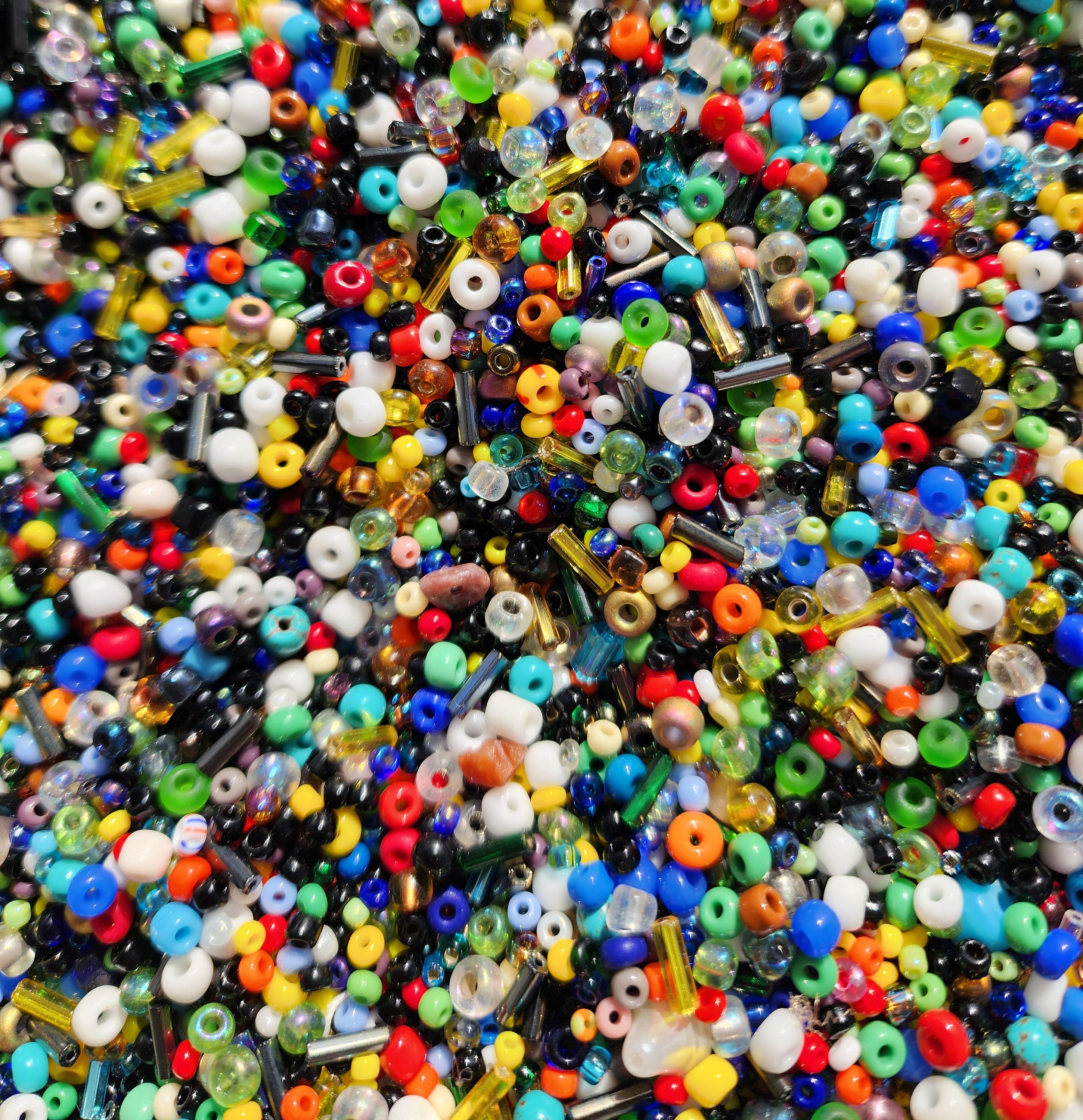 100 Gram Mixed Glass Seed Bead and Bugle Soup Mix. All Sizes..all