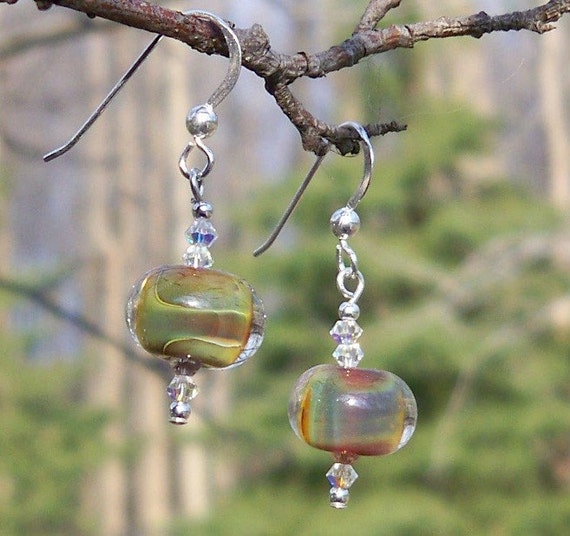 Sterling Silver and Lampwork Bead Earrings