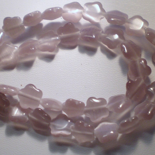 8mm Pale Mauve Flower Cat's Eye Glass Bead 8 Inch Bead