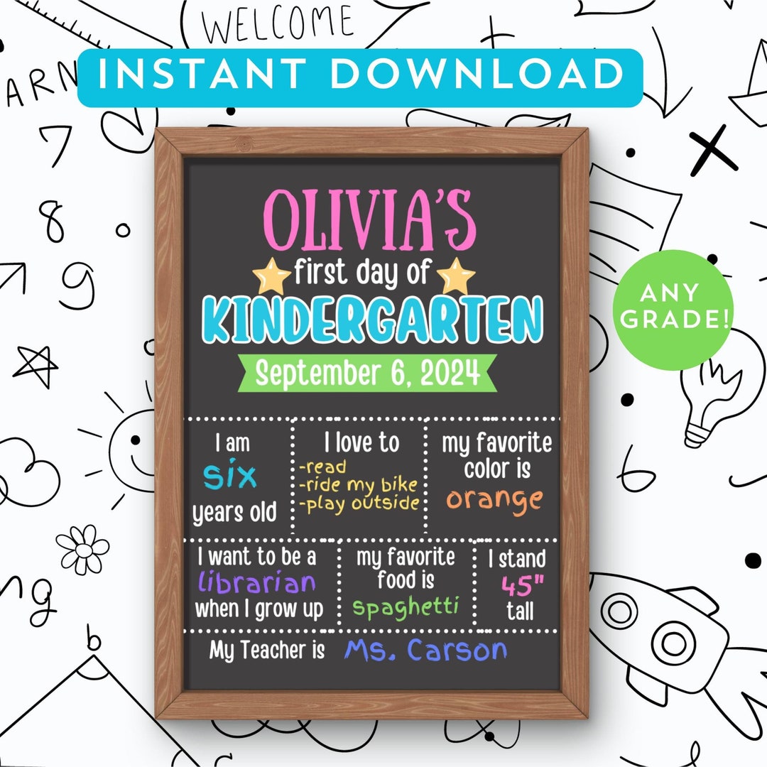 Printable First Day of School Chalkboard Sign, Reusable Last Day of ...