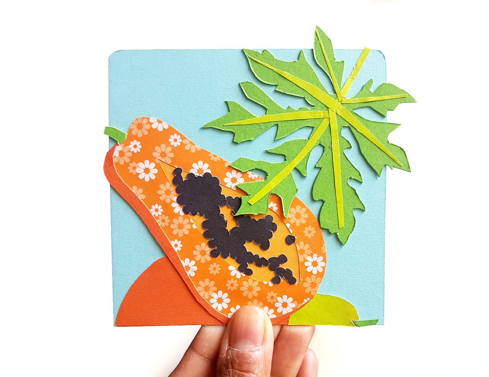 Papaya Collage Made From Found and Patterned Papers. Food Etsy