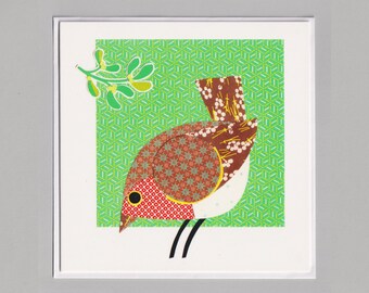 Robin greetings card, Christmas card