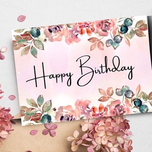 Printable Birthday Card With Flowers Floral Birthday Card Printable ...