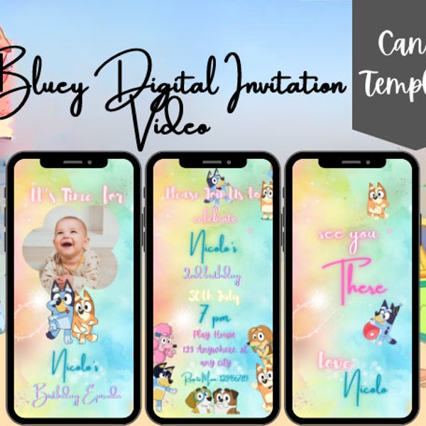 Bluey Invitation Video Digital Etsy