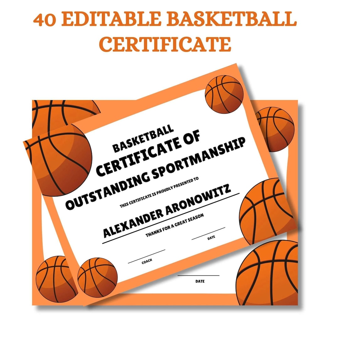 Editable Basketball Award Certificates, Award Ceremony Certificate, End