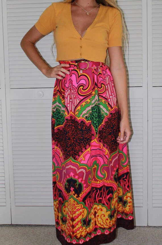 Vintage PSYCHEDELIC MOD 60's/70's Maxi Skirt - image 5