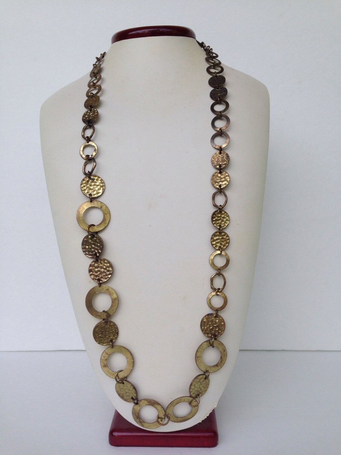 Vintage Mod 1960's Gold Toned Hoop Chain Necklace Etsy