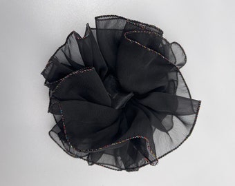 Black Chiffon Hair Bow with Brilliance Trim VII -  USA