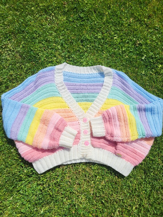 Dt. Häkelanleitung Regenbogen Cardigan