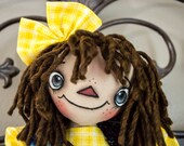 Primitive Raggedy Ann Handmade Cloth Doll- Star Annie HAFAIR