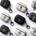 Gothic Cross Leather AirPods Case with Keychain – Punk Style Protective Cover for AirPods 1 2 3 4,Pro,Pro 2,gift for gothic Kid,Matte finish product logo