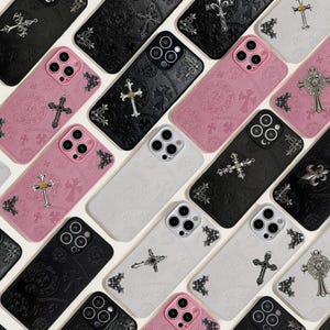 Coque pour iPhone 11 12 13 14 15 16 gothique croix 3D, coque de téléphone minimaliste pour iphone pro, promax, étui de téléphone Y2K, étui de téléphone grand public, cadeau
