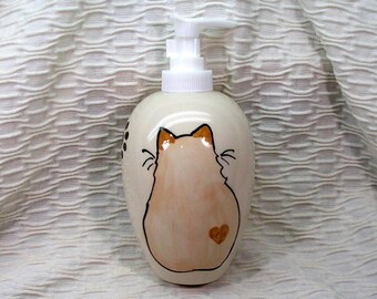 Flame Point Siamese or Himalayan Soap Dispenser or Lotion Bottle Ceramic by Grace M. Smith