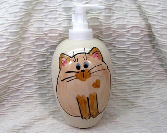 Flame Point Siamese or Himalayan Soap Dispenser or Lotion Bottle Ceramic by Grace M. Smith