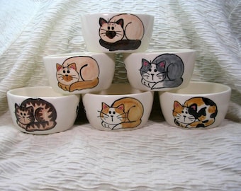 Mini Cat Bowls 6 Oz.  Your Choice  Handmade by Gracie