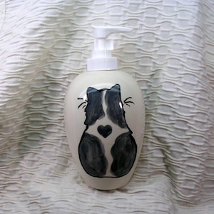 Grey and White Soap Dispenser or Lotion Bottle Handmade In Ceramic by Grace M. Smith image 1