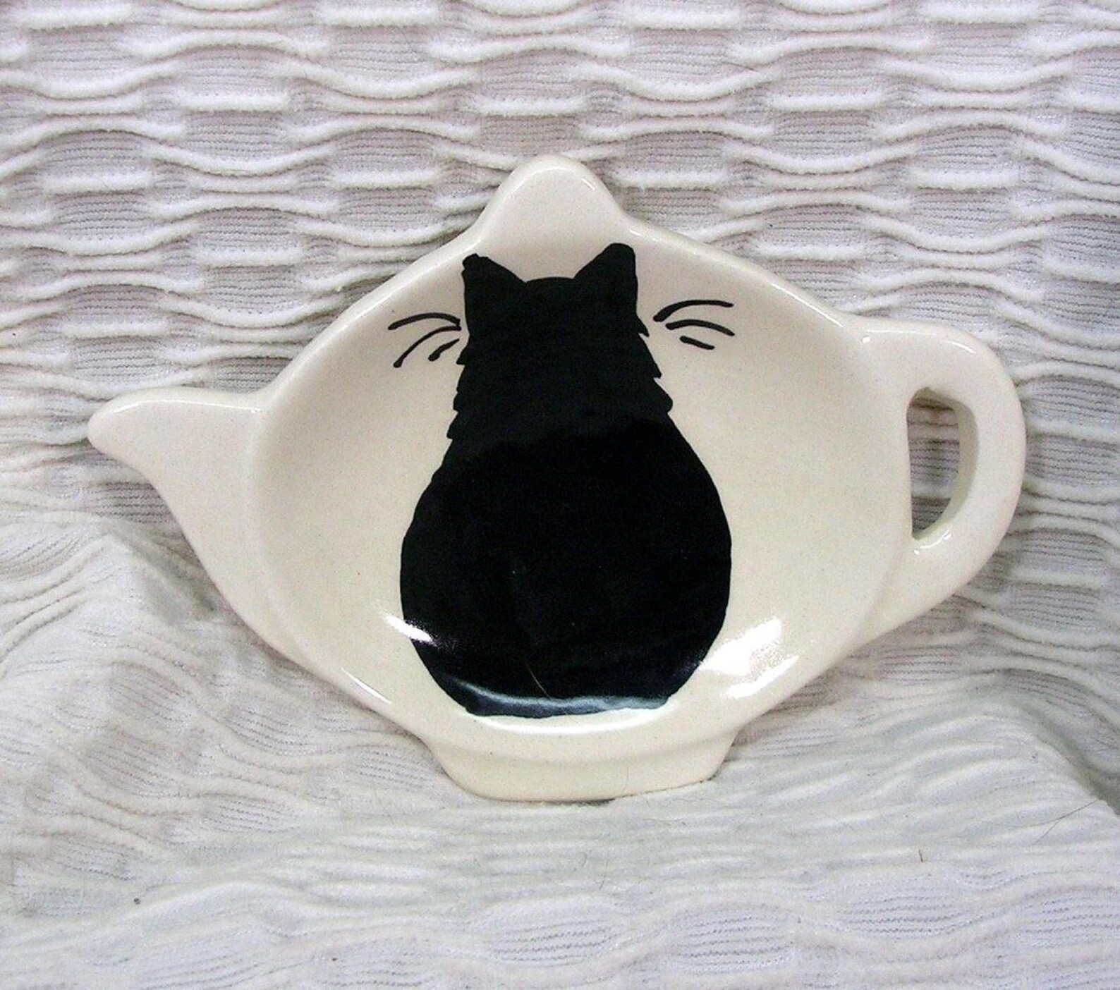 Black Cat Tea Bag Holder Handmade Ceramic by Grace M. Smith Etsy