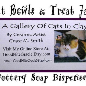 Brown Striped Tabby Cat On Square Clay Dish with Paw Prints Earthenware Clay Kiln Fired image 5