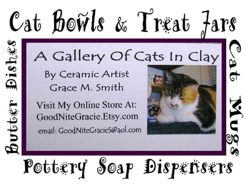 Brown Striped Tabby Cat On Square Clay Dish with Paw Prints Earthenware Clay Kiln Fired image 5