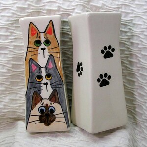 Stacked Cats Pottery Bud Vase Handmade By Grace M Smith