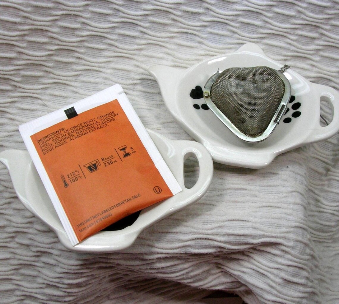 Black Cat Tea Bag Holder Handmade Ceramic by Grace M. Smith Etsy