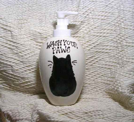 Black Cat Soap Dispenser Wash Your Paws Handmade Ceramic by Etsy