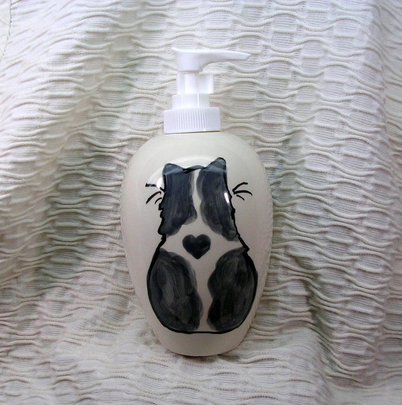 Grey and White Soap Dispenser or Lotion Bottle Handmade In Ceramic by Grace M. Smith image 1