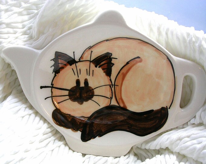 Siamese / Himalayan Cat Tea Bag Holder on Earthenware Ceramic Etsy