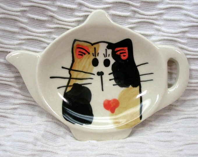Calico Cat Tea Bag Holder Tea Caddy Handmade in Clay by Grace Etsy
