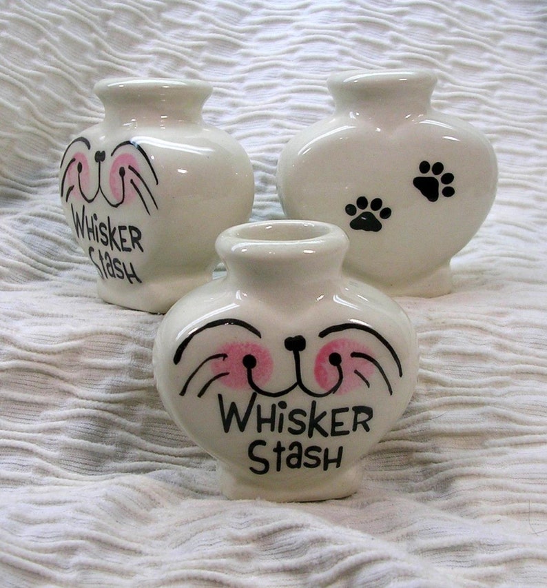 Pottery Heart Jar Kitty Whisker Stash With Paw Prints Handmade by Gracie image 1
