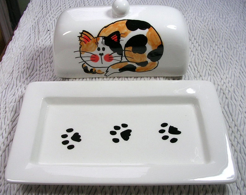 Cats On Butter Dish Made To Order Ceramic Handpainted Original Etsy