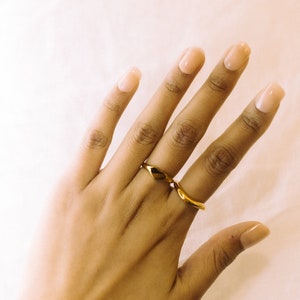 18K Gold Love Ring, Stackable Rings for Women, Twisted Rope & Dome Rings, Statement Chunky Ring, Unique Stacking Jewelry