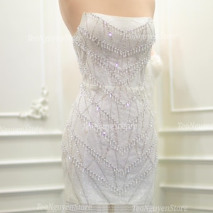 Sparkly Mini Reception Dress.  Beaded Mini Bridal Dress.  Custom Short Wedding Dresses.  Luxurious Party Dress. Short Wedding Dress.