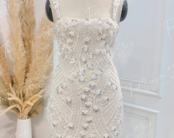 Sparkly short wedding dress.  Mini party dress.  Small bridal dresses.Custom mini dresses.