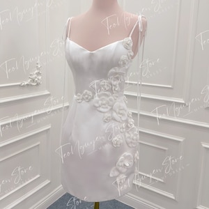 Mini Skirt with 3D Floral Embellishments and Textured Detailing - White