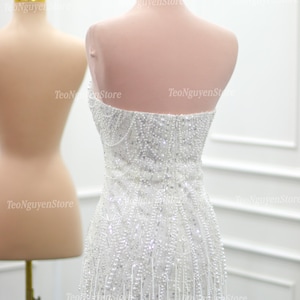 Luxury Pearl Mini Wedding Dress. Sparkly Short Wedding Dress. Pearl ...