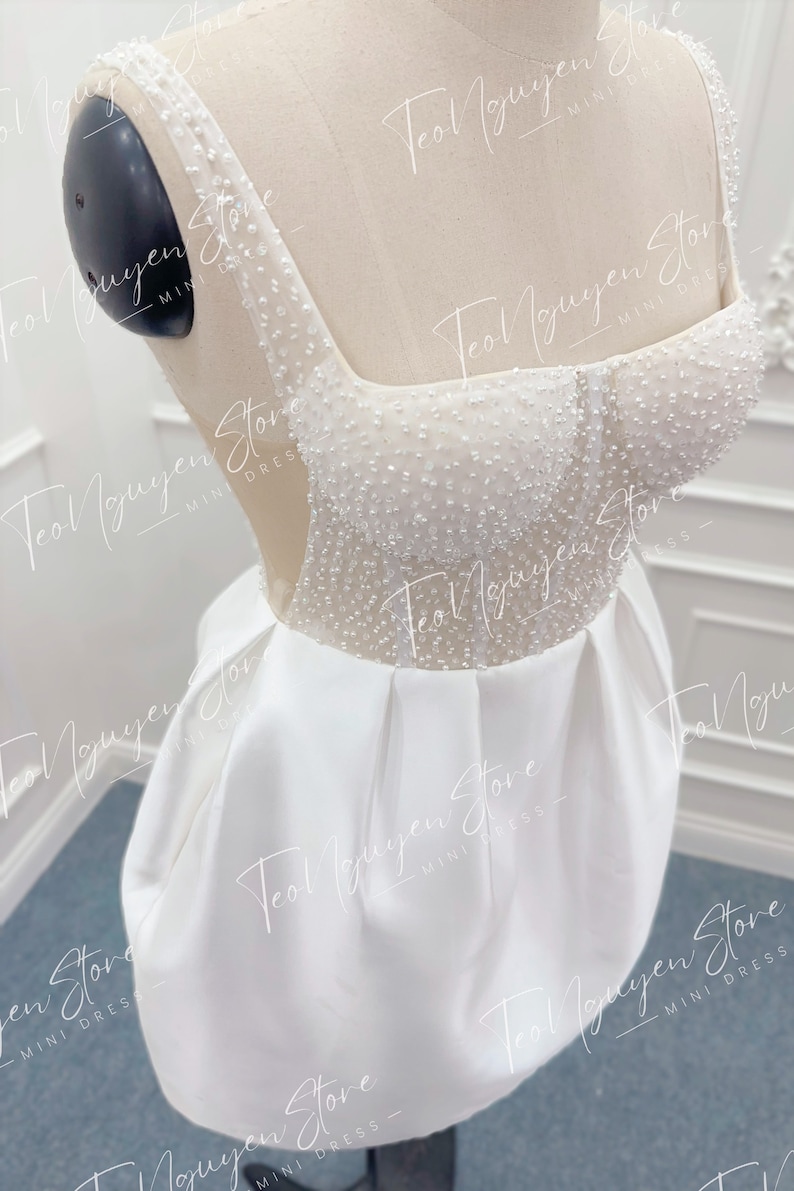 Beaded Satin Mini Dress. Short Wedding Dress. Mini Wedding Dress. Party ...
