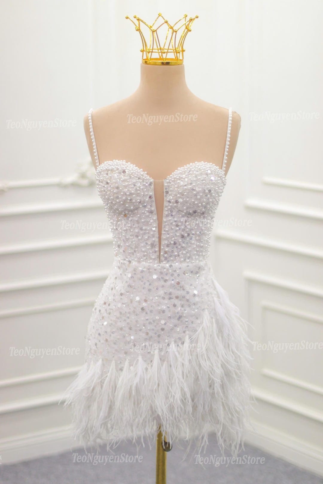 short wedding dress with feathers Shop Short Wedding Dress With Feathers & 3D Flowers, Mini Wedding Reception Dress, Elopement Dress for Bride, After Party Corset Dress, City Hall -